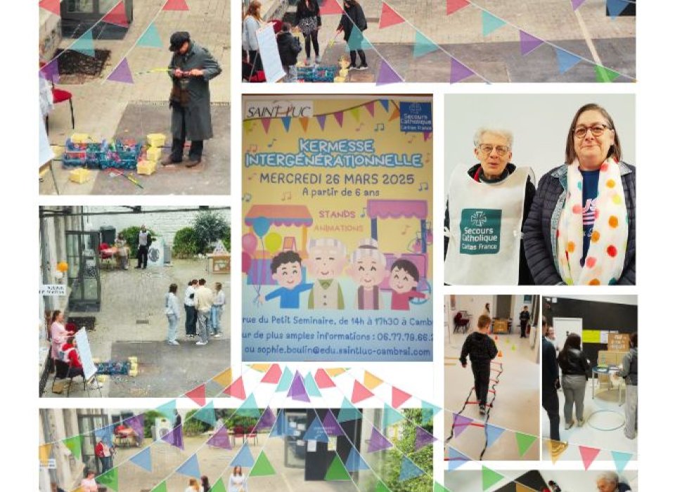 Action intergénérationnelle portée par Emeline, Héloïse et Sophie, élèves en terminale Bac pro AEPA (Animations Enfance et Personnes Agées) au lycée Saint-Luc de Cambrai, en partenariat avec le Secours Catholique.